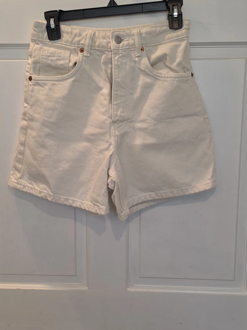 Zara Cream High-Rise Denim Shorts